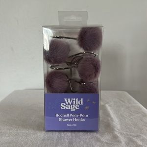 Wild Sage Fuzzy Pom Pom Shower Hooks